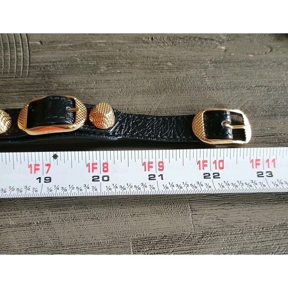 Balenciaga Arena Black Leather Gold Tone Hardware Wrap Bracelet - Picture 7 of 8